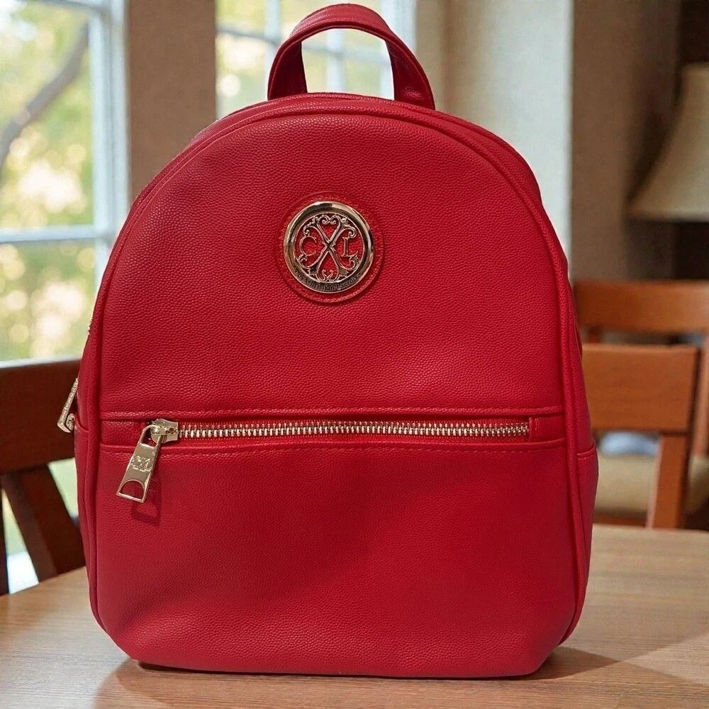 CXL by Christian Lacroix Womens Pine Caviar Red Mini Backpack Faux Leather New